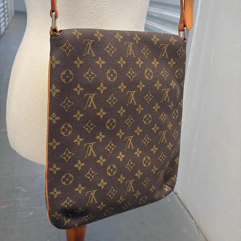 Louis Vuitton Brown Monogram Messenger Bag with Tan Strap
